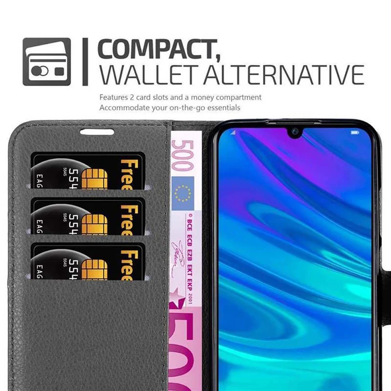 Cadorabo Hülle kompatibel mit Honor 10 LITE / Huawei P SMART 2019 Schutzhülle mit Magnetverschluss, Standfunktion und Kartenfach