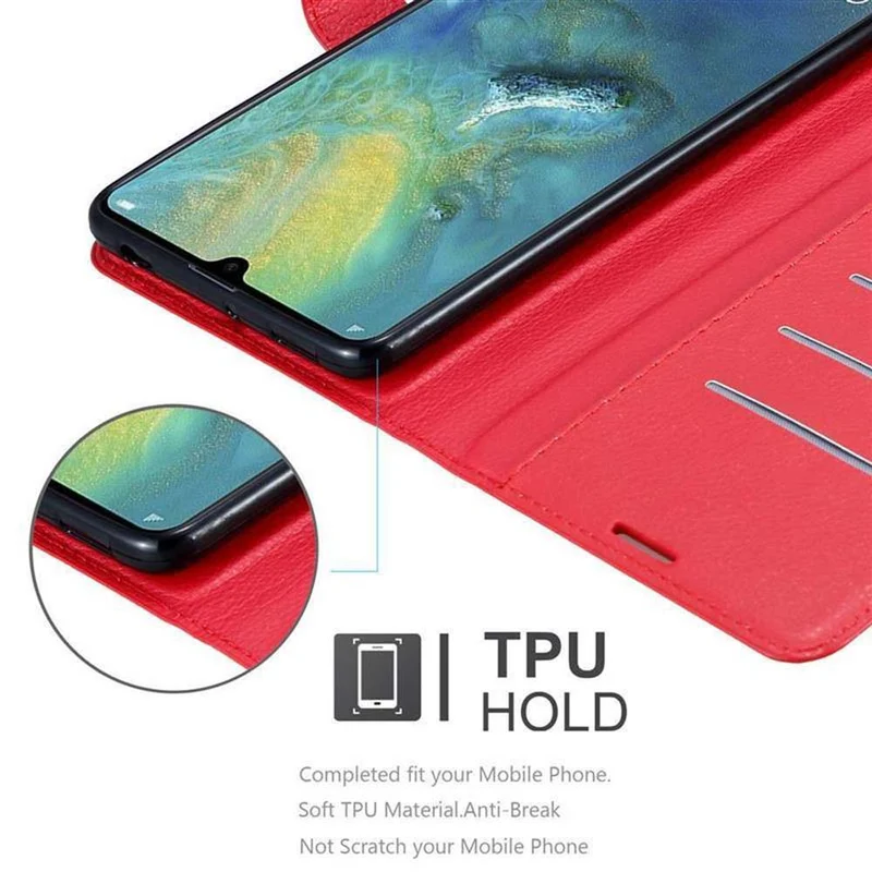 Cadorabo Hülle kompatibel mit Huawei MATE 20 X Schutzhülle mit Magnetverschluss, Standfunktion und Kartenfach