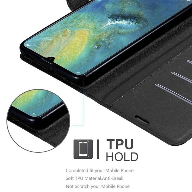 Cadorabo Hülle kompatibel mit Huawei MATE 20 X Schutzhülle mit Magnetverschluss, Standfunktion und Kartenfach