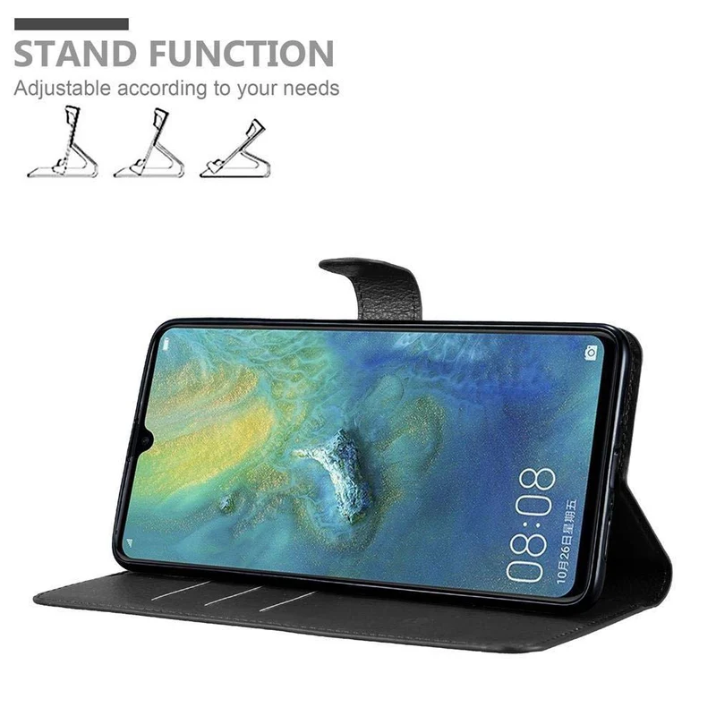 Cadorabo Hülle kompatibel mit Huawei MATE 20 X Schutzhülle mit Magnetverschluss, Standfunktion und Kartenfach