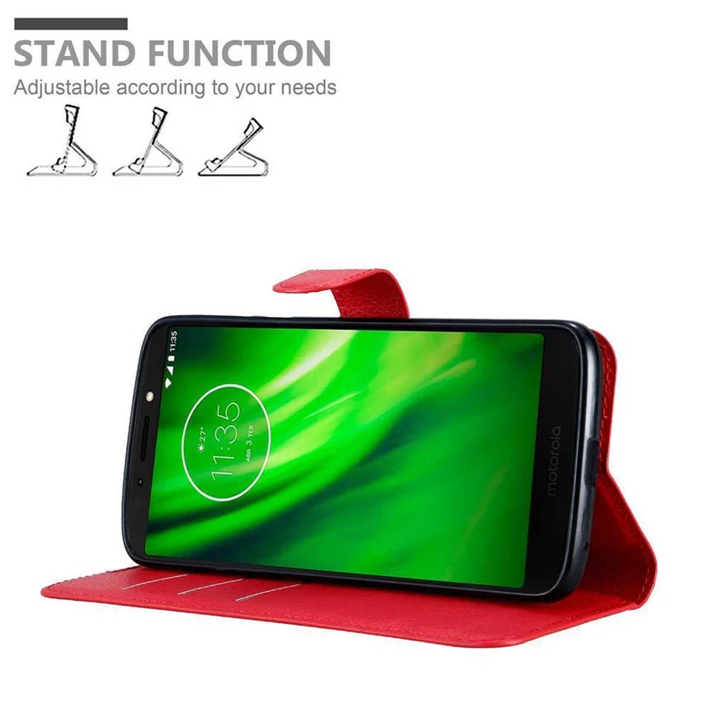Cadorabo Hülle kompatibel mit Motorola MOTO E5 / G6 PLAY Schutzhülle mit Magnetverschluss, Standfunktion und Kartenfach