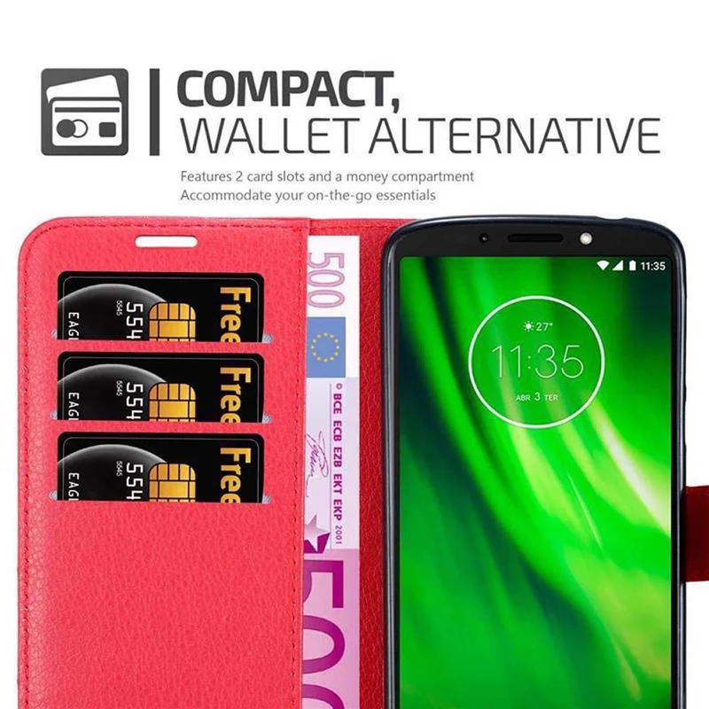 Cadorabo Hülle kompatibel mit Motorola MOTO E5 / G6 PLAY Schutzhülle mit Magnetverschluss, Standfunktion und Kartenfach