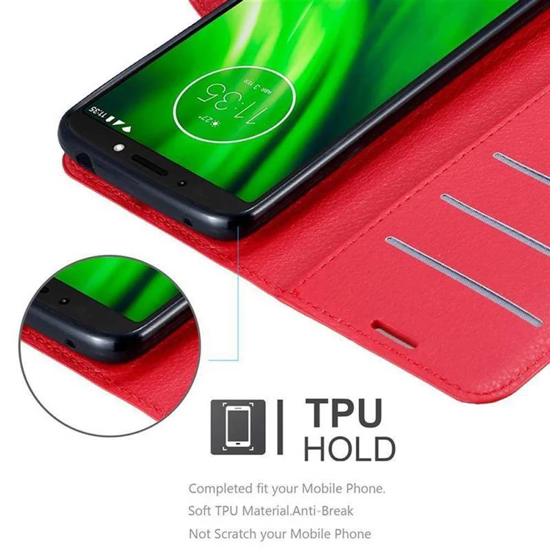 Cadorabo Hülle kompatibel mit Motorola MOTO E5 / G6 PLAY Schutzhülle mit Magnetverschluss, Standfunktion und Kartenfach