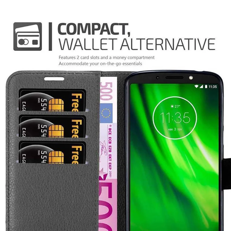Cadorabo Hülle kompatibel mit Motorola MOTO E5 / G6 PLAY Schutzhülle mit Magnetverschluss, Standfunktion und Kartenfach