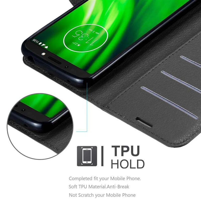Cadorabo Hülle kompatibel mit Motorola MOTO E5 / G6 PLAY Schutzhülle mit Magnetverschluss, Standfunktion und Kartenfach