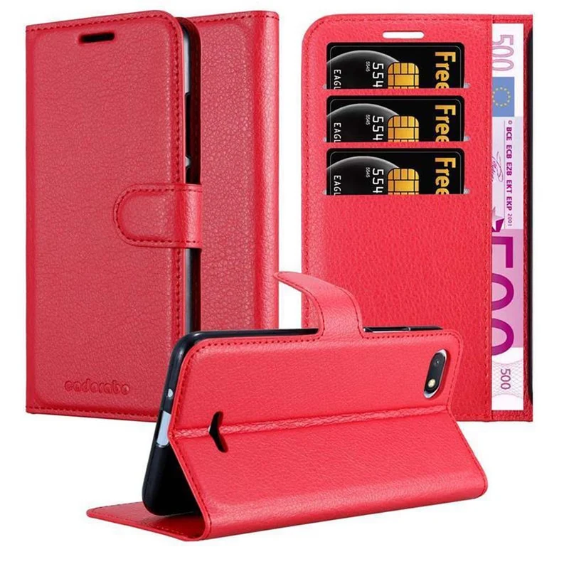 Cadorabo Hülle kompatibel mit Xiaomi RedMi 6A Schutzhülle mit Magnetverschluss, Standfunktion und Kartenfach