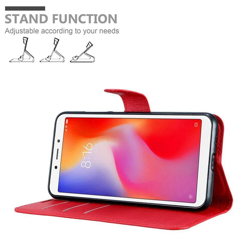 Cadorabo Hülle kompatibel mit Xiaomi RedMi 6A Schutzhülle mit Magnetverschluss, Standfunktion und Kartenfach