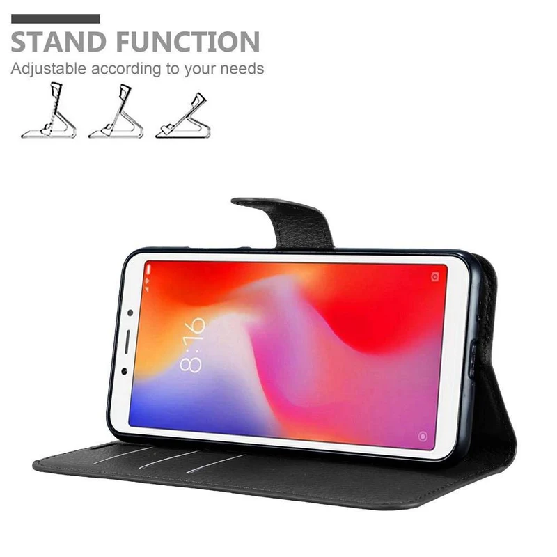 Cadorabo Hülle kompatibel mit Xiaomi RedMi 6A Schutzhülle mit Magnetverschluss, Standfunktion und Kartenfach