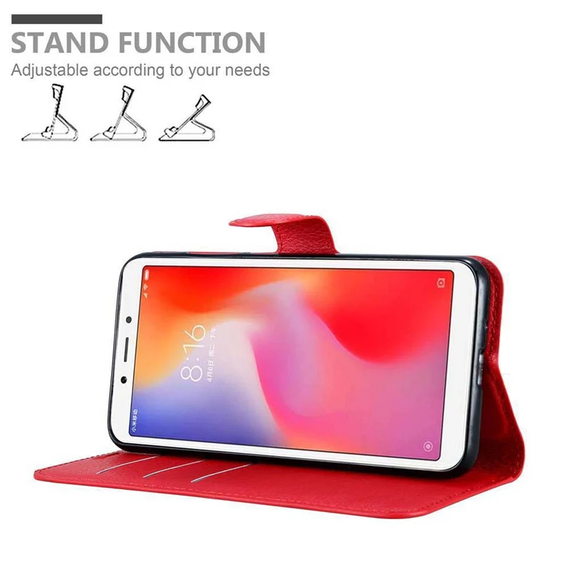 Cadorabo Hülle kompatibel mit Xiaomi RedMi 6 Schutzhülle mit Magnetverschluss, Standfunktion und Kartenfach