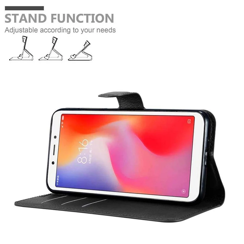 Cadorabo Hülle kompatibel mit Xiaomi RedMi 6 Schutzhülle mit Magnetverschluss, Standfunktion und Kartenfach