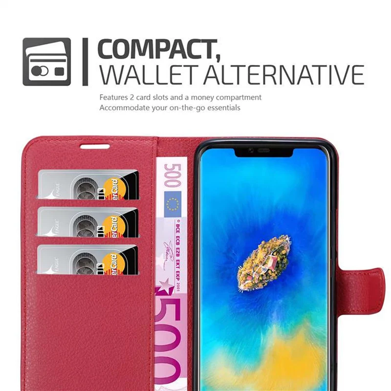Cadorabo Hülle kompatibel mit Huawei MATE 20 PRO Schutzhülle mit Magnetverschluss, Standfunktion und Kartenfach