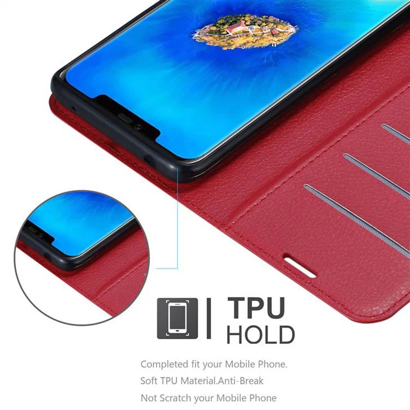 Cadorabo Hülle kompatibel mit Huawei MATE 20 PRO Schutzhülle mit Magnetverschluss, Standfunktion und Kartenfach