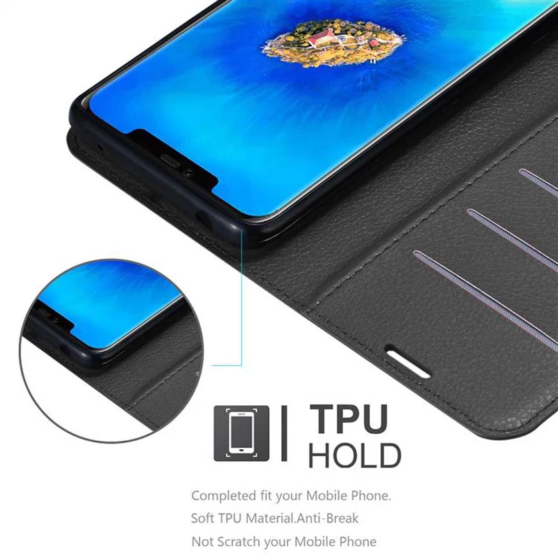 Cadorabo Hülle kompatibel mit Huawei MATE 20 PRO Schutzhülle mit Magnetverschluss, Standfunktion und Kartenfach