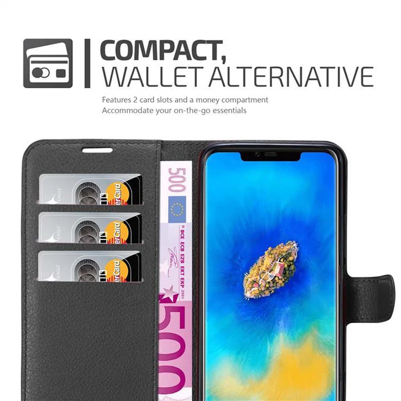 Cadorabo Hülle kompatibel mit Huawei MATE 20 PRO Schutzhülle mit Magnetverschluss, Standfunktion und Kartenfach
