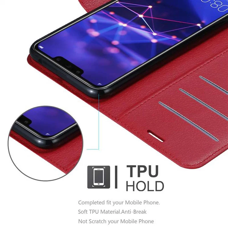 Cadorabo Hülle kompatibel mit Huawei MATE 20 LITE Schutzhülle mit Magnetverschluss, Standfunktion und Kartenfach