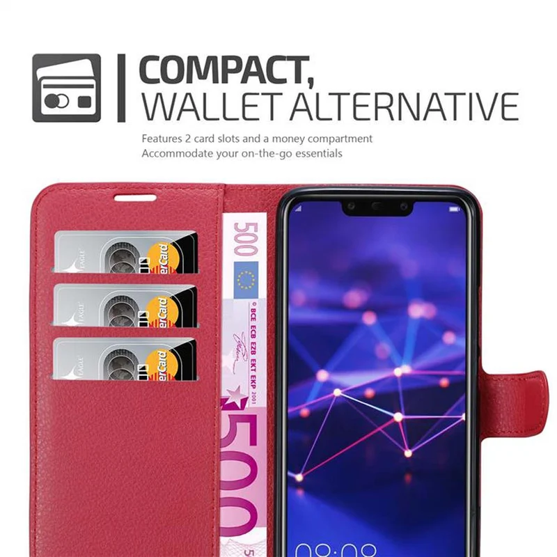Cadorabo Hülle kompatibel mit Huawei MATE 20 LITE Schutzhülle mit Magnetverschluss, Standfunktion und Kartenfach