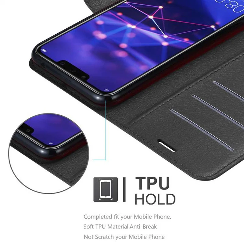 Cadorabo Hülle kompatibel mit Huawei MATE 20 LITE Schutzhülle mit Magnetverschluss, Standfunktion und Kartenfach