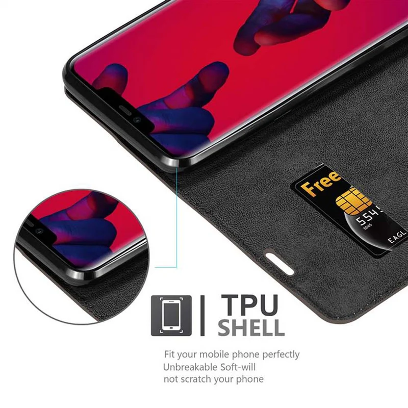 Cadorabo Hülle kompatibel mit Huawei MATE 20 PRO Schutzhülle mit Magnetverschluss, Standfunktion und Kartenfach