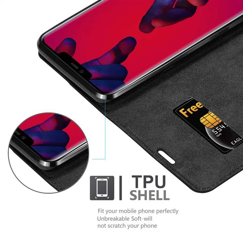 Cadorabo Hülle kompatibel mit Huawei MATE 20 PRO Schutzhülle mit Magnetverschluss, Standfunktion und Kartenfach