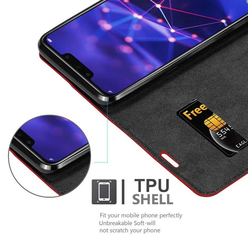 Cadorabo Hülle kompatibel mit Huawei MATE 20 LITE Schutzhülle mit Magnetverschluss, Standfunktion und Kartenfach