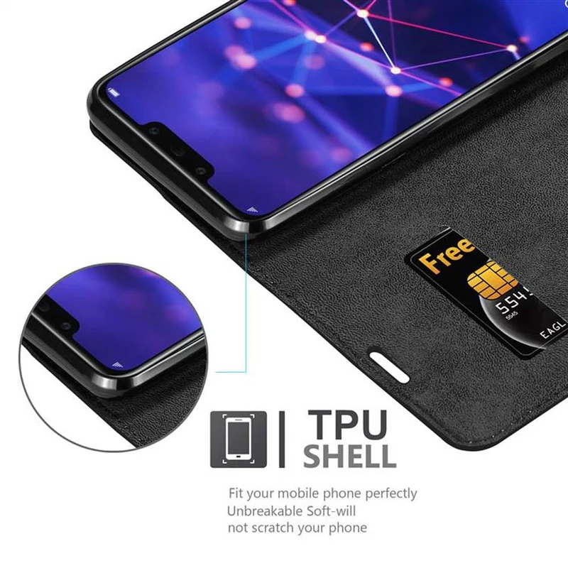 Cadorabo Hülle kompatibel mit Huawei MATE 20 LITE Schutzhülle mit Magnetverschluss, Standfunktion und Kartenfach