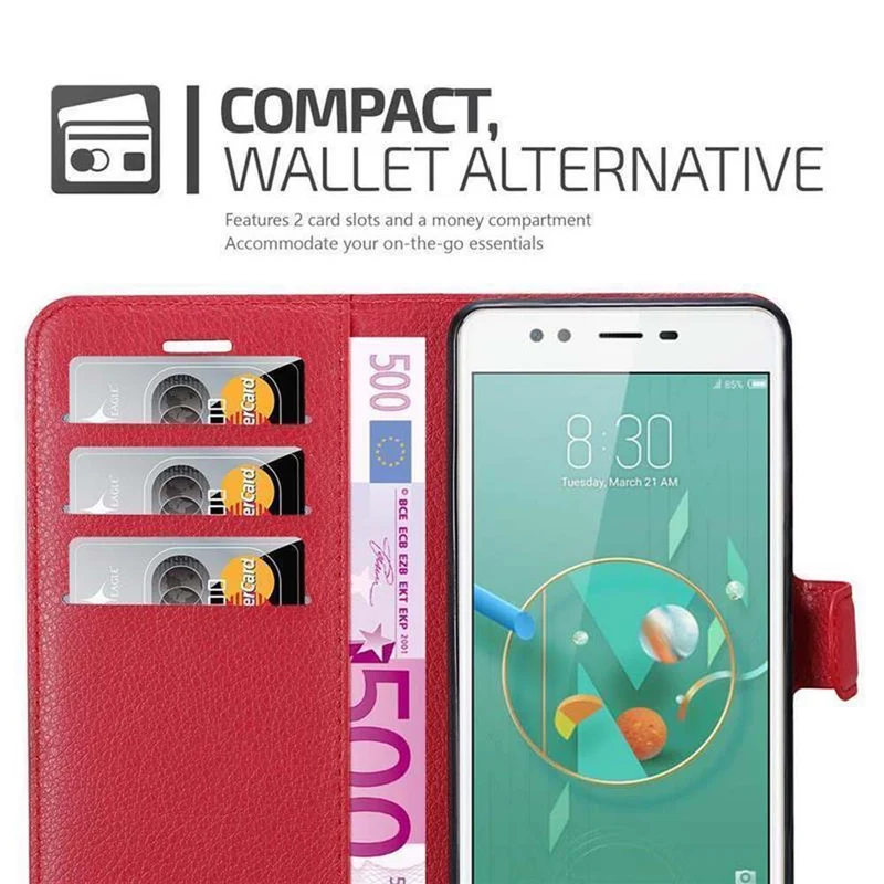 Cadorabo Hülle kompatibel mit ZTE Nubia M2 LITE Schutzhülle mit Magnetverschluss, Standfunktion und Kartenfach