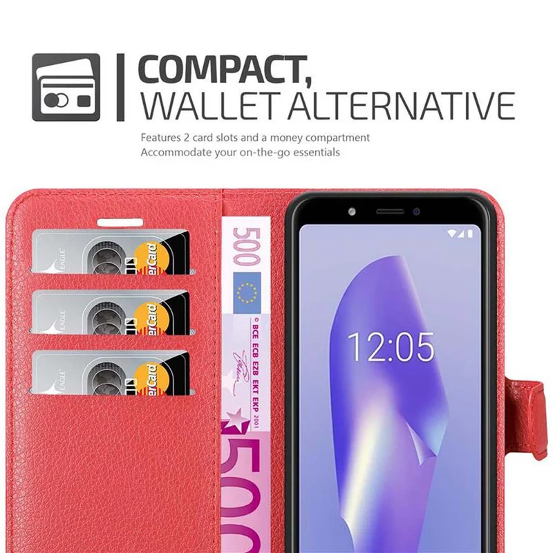Cadorabo Hülle kompatibel mit BQ Aquaris C Schutzhülle mit Magnetverschluss, Standfunktion und Kartenfach