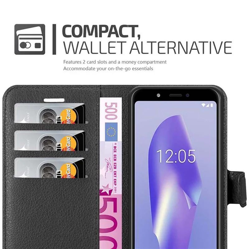 Cadorabo Hülle kompatibel mit BQ Aquaris C Schutzhülle mit Magnetverschluss, Standfunktion und Kartenfach