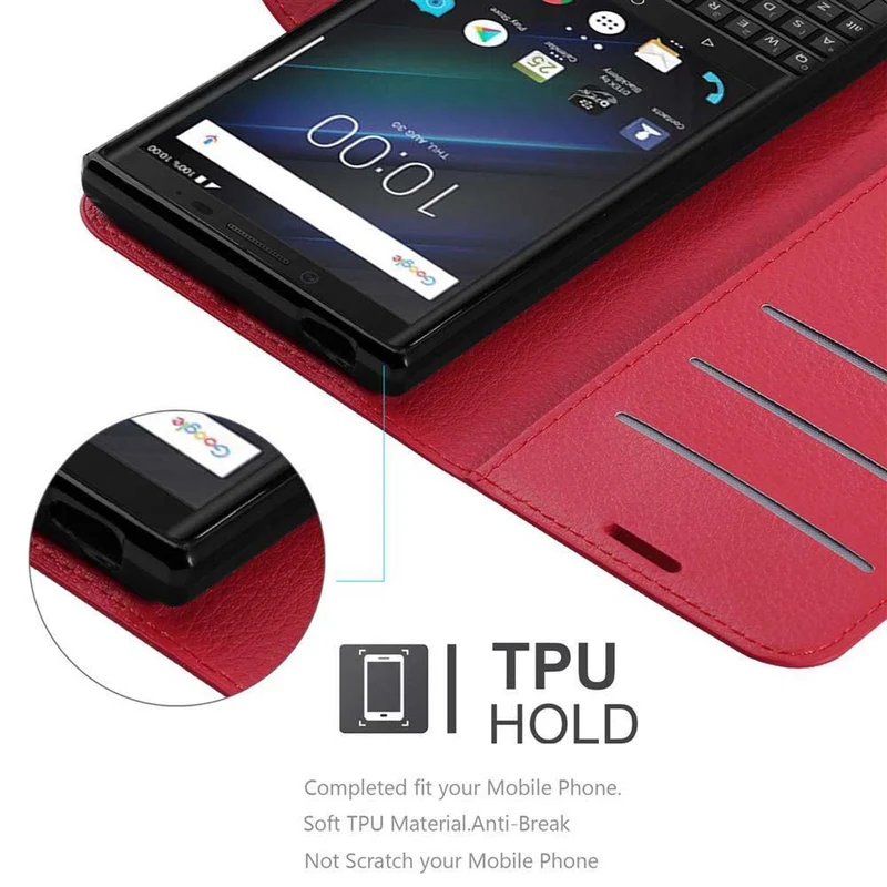 Cadorabo Hülle kompatibel mit Blackberry KEY 2 LE Schutzhülle mit Magnetverschluss, Standfunktion und Kartenfach