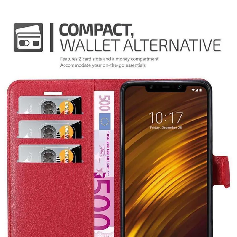 Cadorabo Hülle kompatibel mit Xiaomi Pocophone F1 Schutzhülle mit Magnetverschluss, Standfunktion und Kartenfach