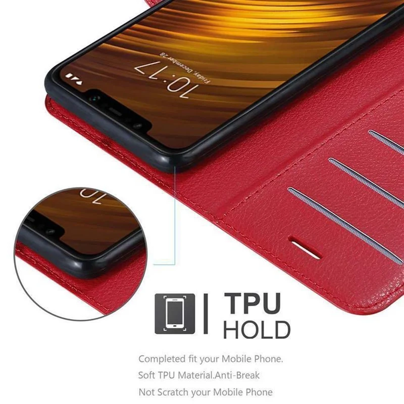 Cadorabo Hülle kompatibel mit Xiaomi Pocophone F1 Schutzhülle mit Magnetverschluss, Standfunktion und Kartenfach