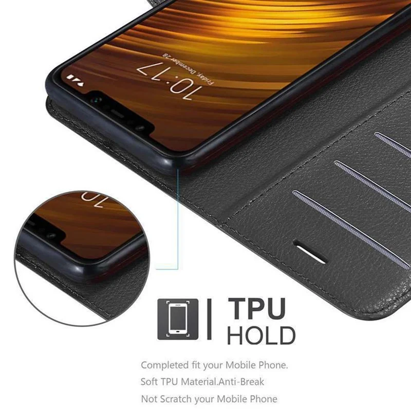 Cadorabo Hülle kompatibel mit Xiaomi Pocophone F1 Schutzhülle mit Magnetverschluss, Standfunktion und Kartenfach