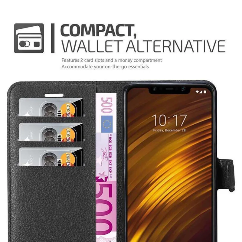 Cadorabo Hülle kompatibel mit Xiaomi Pocophone F1 Schutzhülle mit Magnetverschluss, Standfunktion und Kartenfach