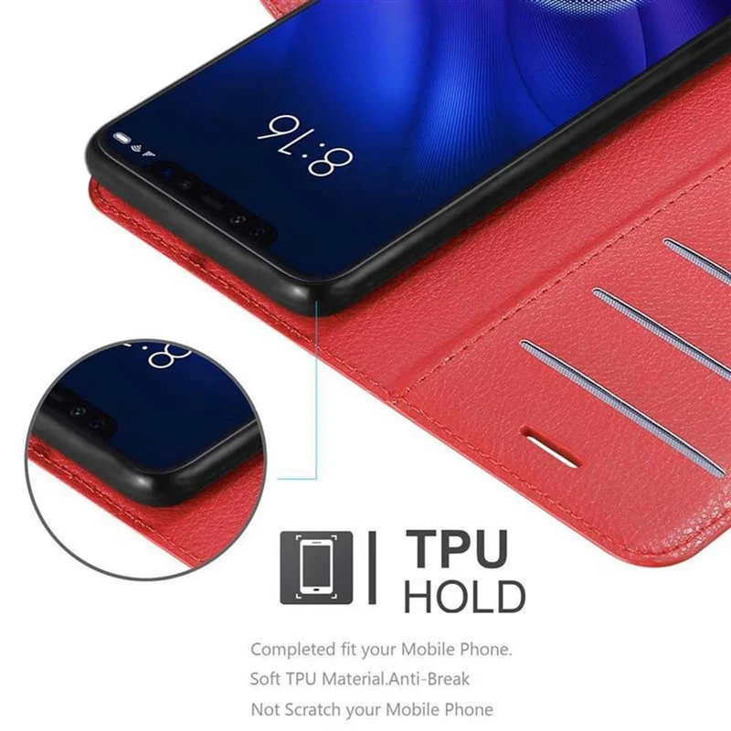 Cadorabo Hülle kompatibel mit Xiaomi Mi 8 PRO Schutzhülle mit Magnetverschluss, Standfunktion und Kartenfach