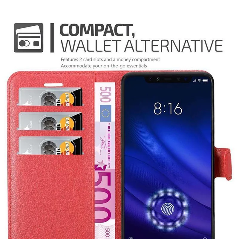 Cadorabo Hülle kompatibel mit Xiaomi Mi 8 PRO Schutzhülle mit Magnetverschluss, Standfunktion und Kartenfach