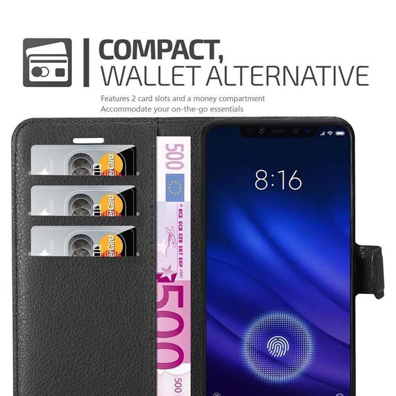 Cadorabo Hülle kompatibel mit Xiaomi Mi 8 PRO Schutzhülle mit Magnetverschluss, Standfunktion und Kartenfach