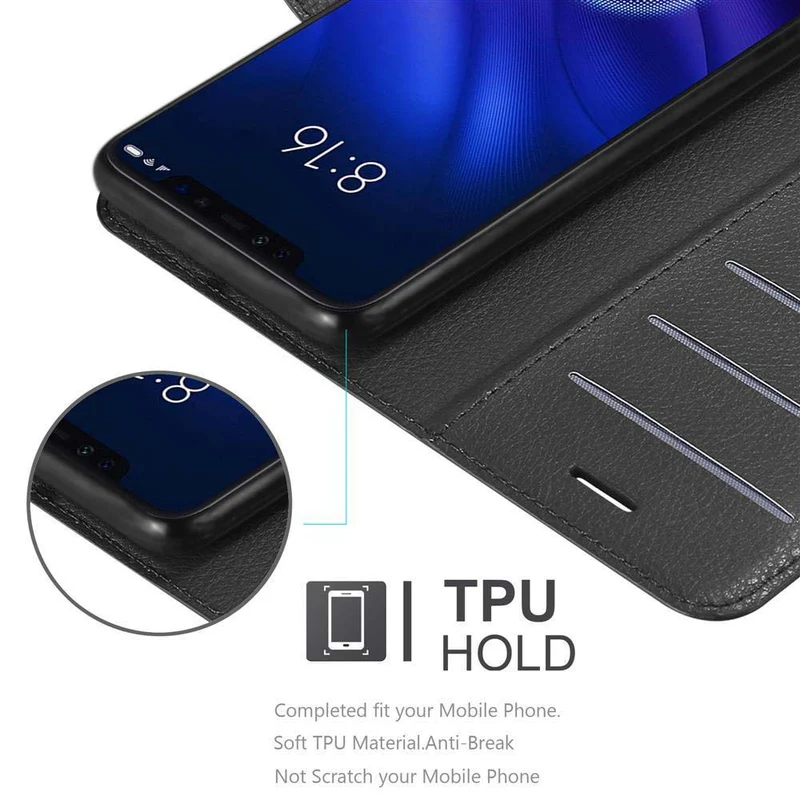 Cadorabo Hülle kompatibel mit Xiaomi Mi 8 PRO Schutzhülle mit Magnetverschluss, Standfunktion und Kartenfach
