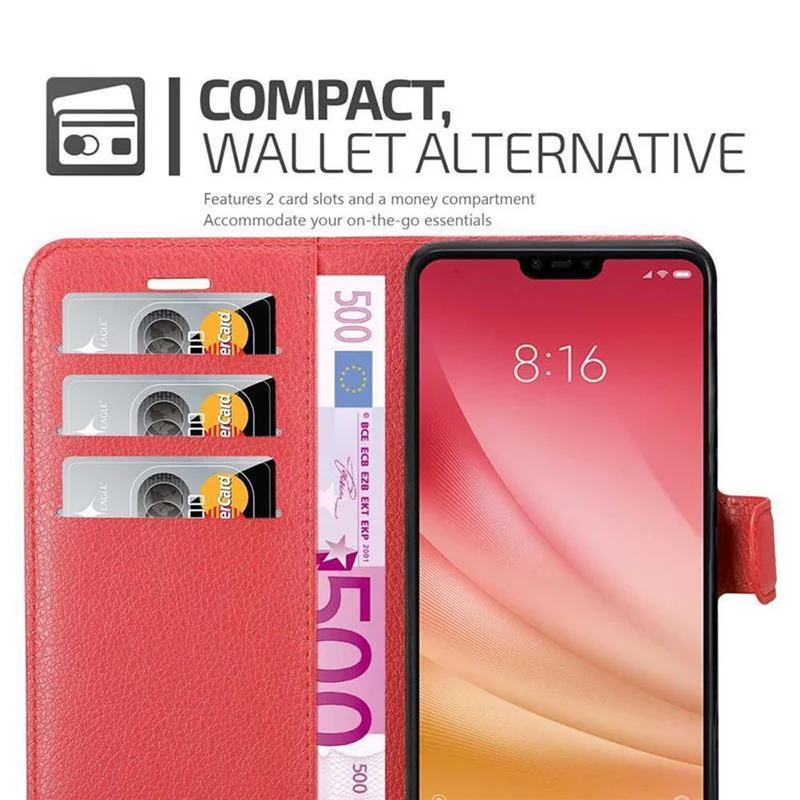 Cadorabo Hülle kompatibel mit Xiaomi Mi 8 LITE Schutzhülle mit Magnetverschluss, Standfunktion und Kartenfach