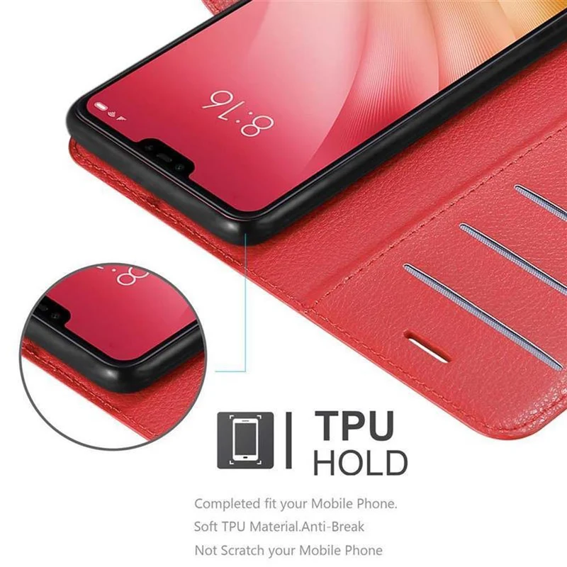 Cadorabo Hülle kompatibel mit Xiaomi Mi 8 LITE Schutzhülle mit Magnetverschluss, Standfunktion und Kartenfach