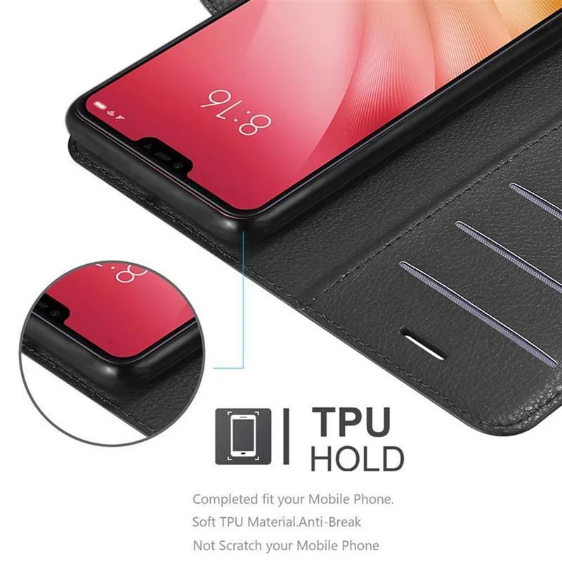 Cadorabo Hülle kompatibel mit Xiaomi Mi 8 LITE Schutzhülle mit Magnetverschluss, Standfunktion und Kartenfach