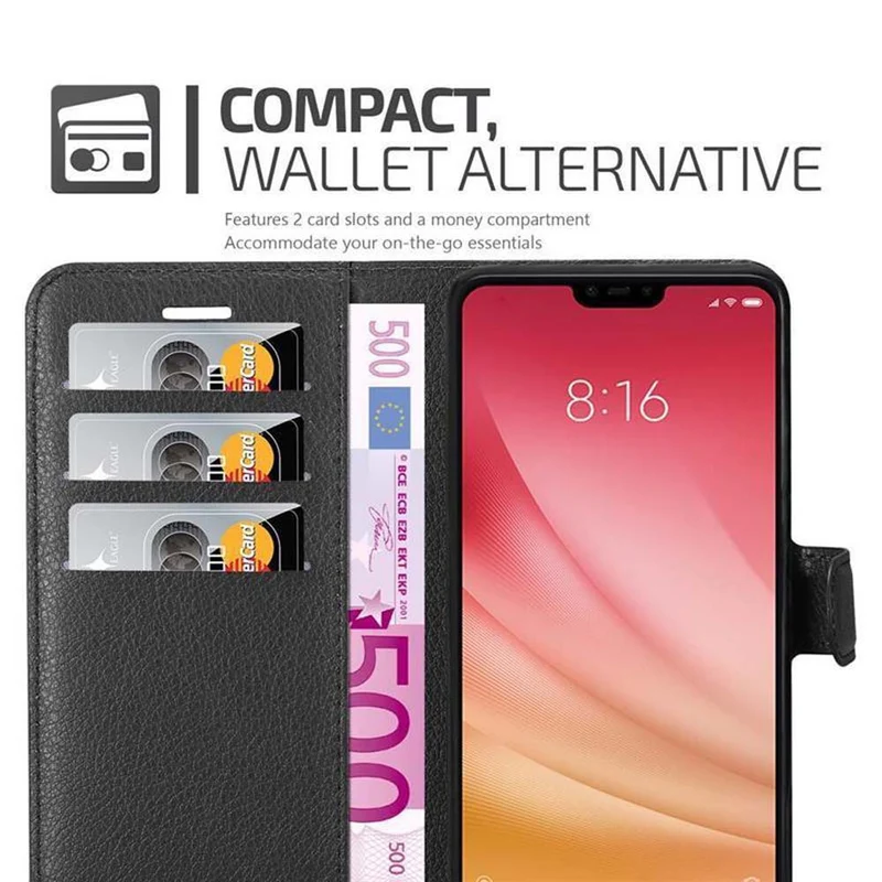 Cadorabo Hülle kompatibel mit Xiaomi Mi 8 LITE Schutzhülle mit Magnetverschluss, Standfunktion und Kartenfach