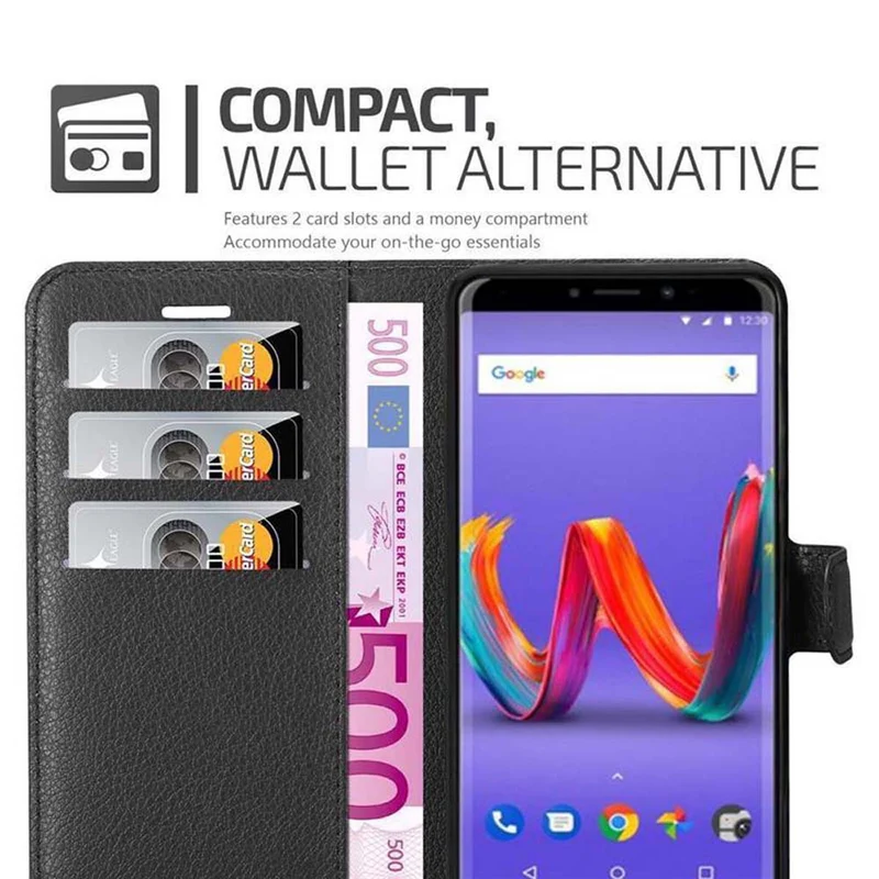 Cadorabo Hülle kompatibel mit WIKO HARRY 2 Schutzhülle mit Magnetverschluss, Standfunktion und Kartenfach
