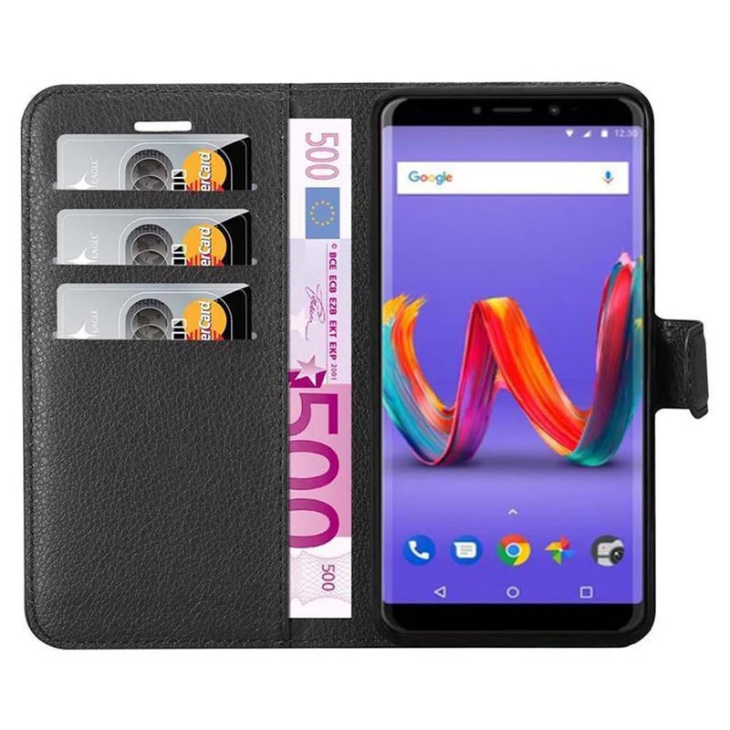 Cadorabo Hülle kompatibel mit WIKO HARRY 2 Schutzhülle mit Magnetverschluss, Standfunktion und Kartenfach