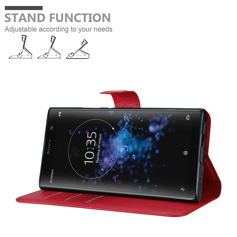 Cadorabo Hülle kompatibel mit Sony Xperia XA2 PLUS Schutzhülle mit Magnetverschluss, Standfunktion und Kartenfach