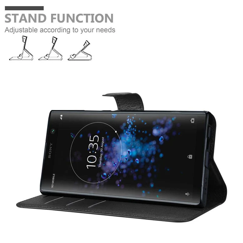 Cadorabo Hülle kompatibel mit Sony Xperia XA2 PLUS Schutzhülle mit Magnetverschluss, Standfunktion und Kartenfach