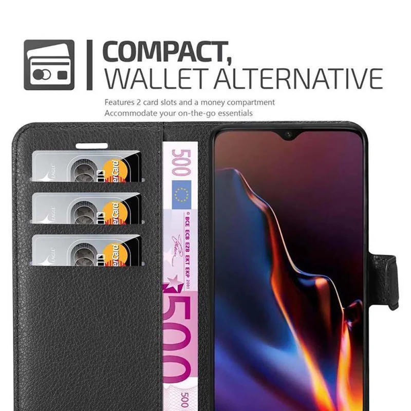 Cadorabo Hülle kompatibel mit OnePlus 6T Schutzhülle mit Magnetverschluss, Standfunktion und Kartenfach