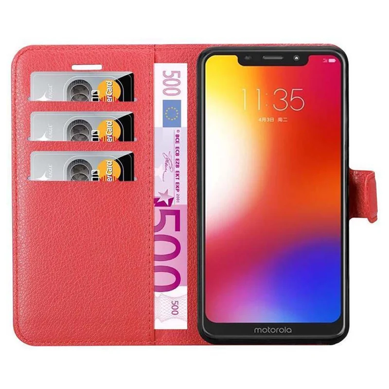 Cadorabo Hülle kompatibel mit Motorola ONE / P30 PLAY Schutzhülle mit Magnetverschluss, Standfunktion und Kartenfach