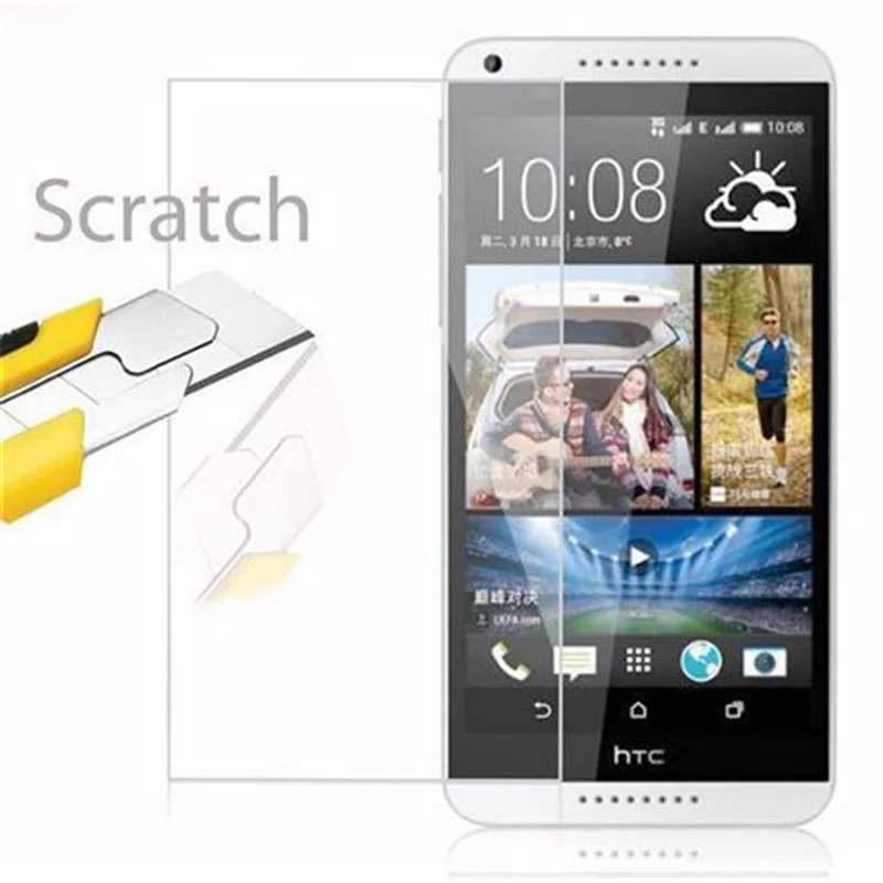Cadorabo Panzer Folie kompatibel mit HTC Desire 816 - Schutzfolie Gehärtetes (Tempered) Display-Schutzglas in 9H Härte mit 3D Touch Kompatibilität