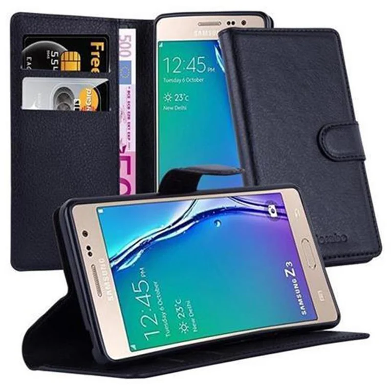 Cadorabo Hülle kompatibel mit Samsung Galaxy Z3 Schutzhülle mit Magnetverschluss, Standfunktion und Kartenfach