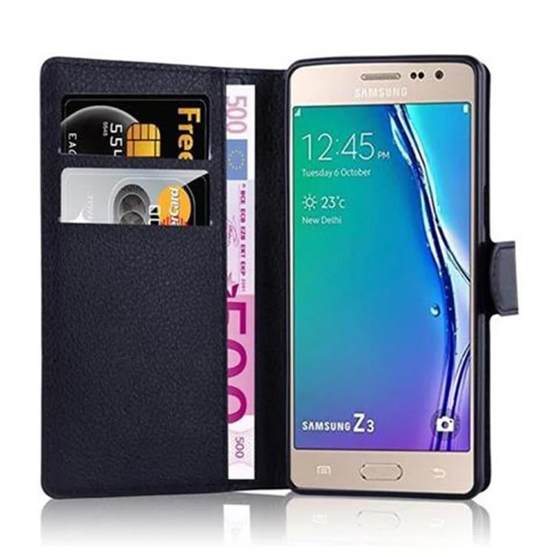 Cadorabo Hülle kompatibel mit Samsung Galaxy Z3 Schutzhülle mit Magnetverschluss, Standfunktion und Kartenfach